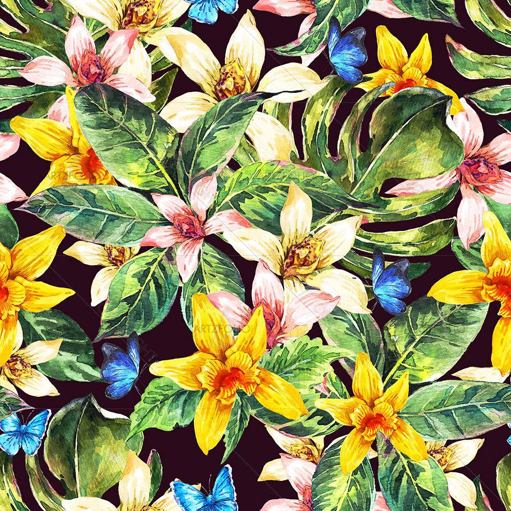 Watercolor Natural Tropical Leaves — Botanical custom art by ArtzFolio