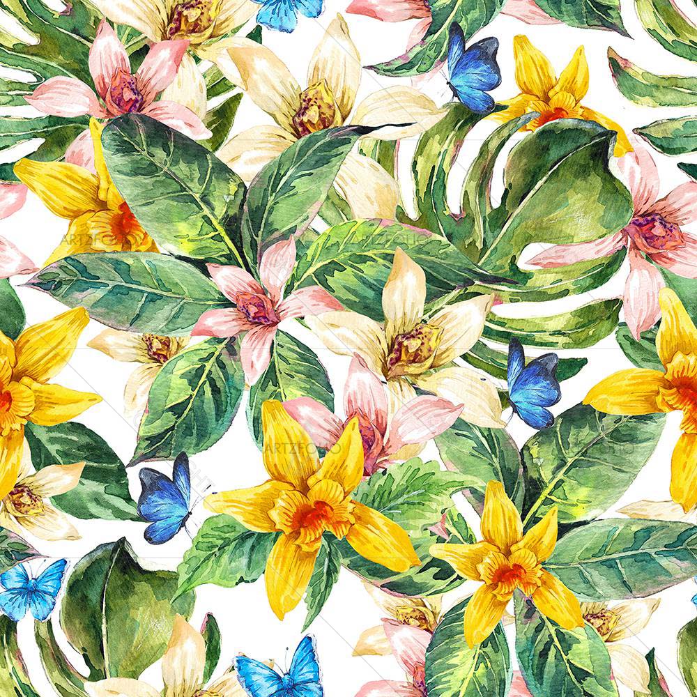Watercolor Natural Floral Leaves — custom-size art design 5008269