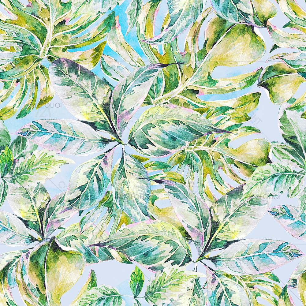Watercolor Summer Leaves — custom-size art design 5008270