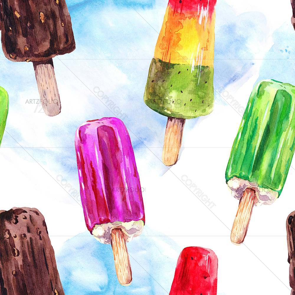Watercolor Ice Cream D2 — Ancient custom art by ArtzFolio