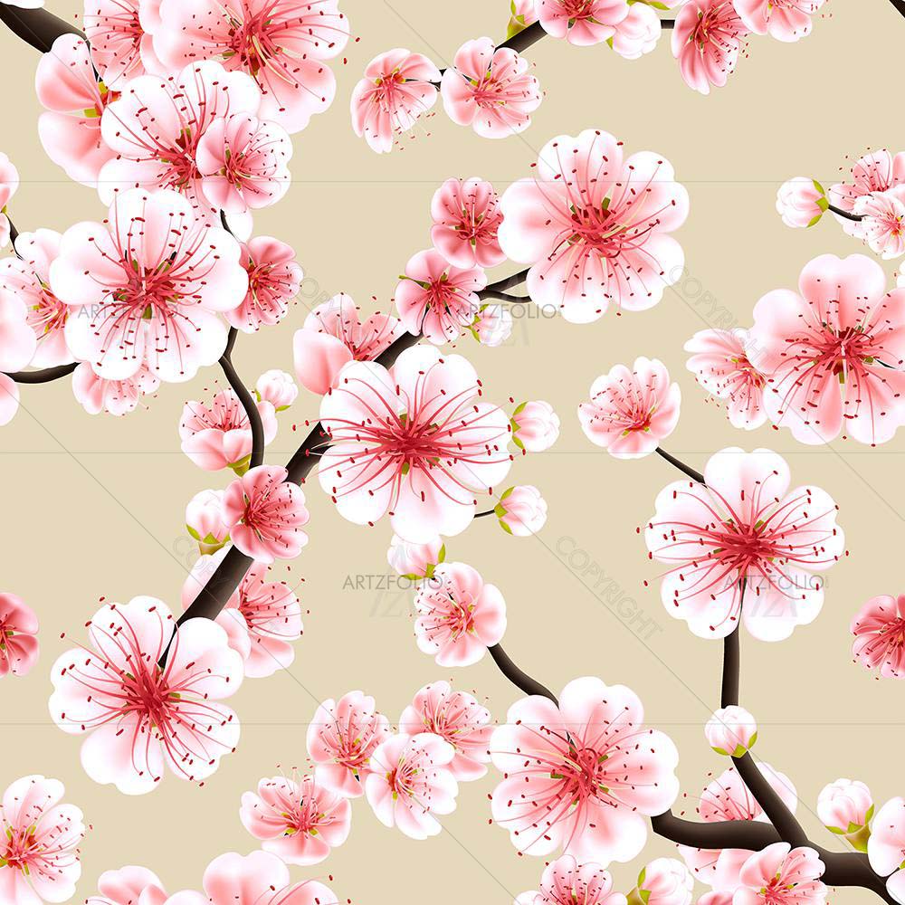 Japanese Pink Sakura Blossom — custom-size art design 5008283