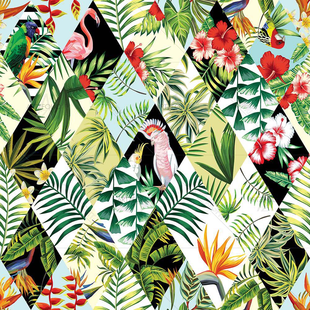 Tropical Floral & Birds — custom-size art design 5008313