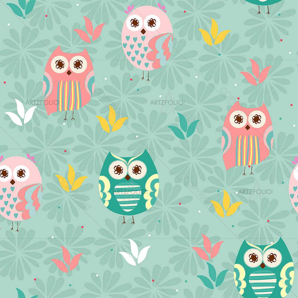 Owl and Flowers D2 — Botanical custom art by ArtzFolio