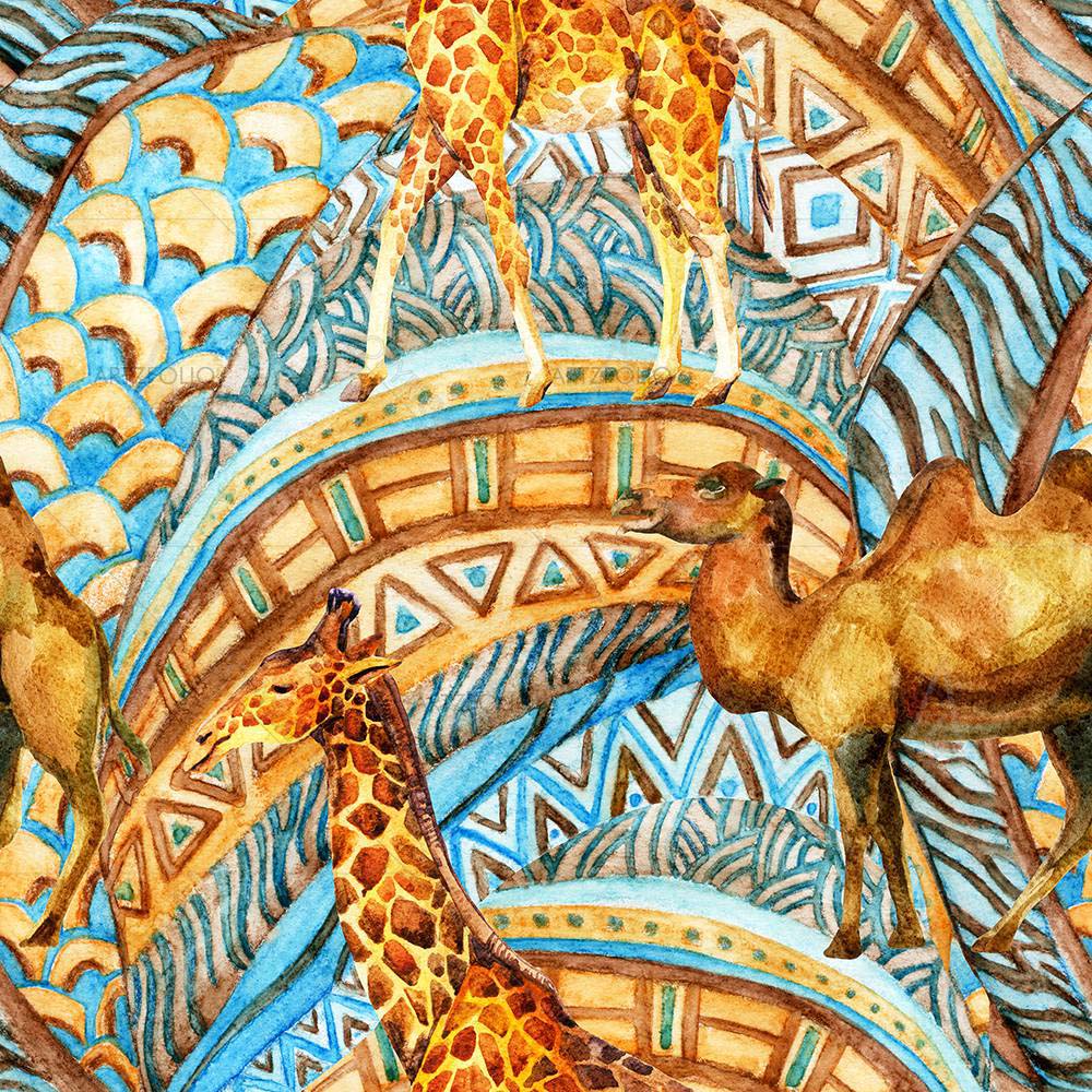 African Camel & Giraffe — custom-size art design 5008348