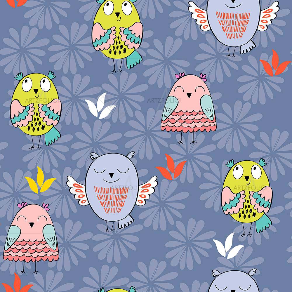 Owls & Flowers D2 — custom-size art design 5008354