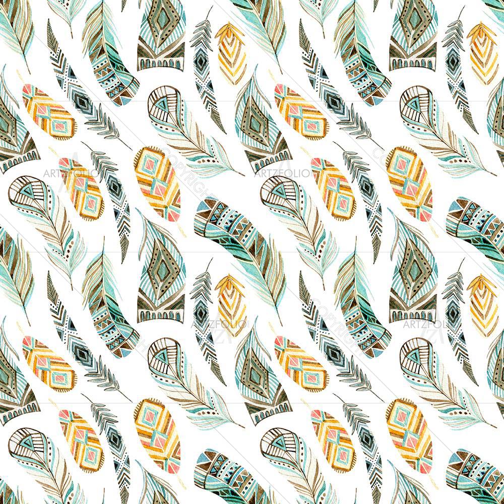 Ethnic Ornate Feathers — custom-size art design 5008373