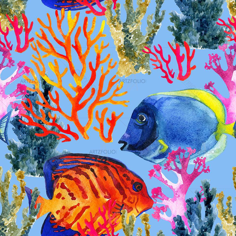 Corals & Fishes D1 — Abstract custom art by ArtzFolio