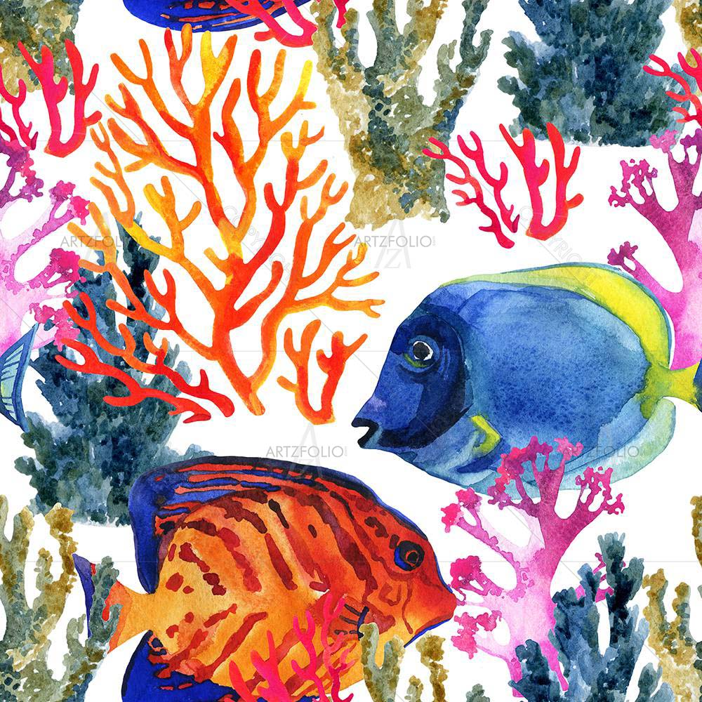 Corals & Fishes D2 — custom-size art design 5008382