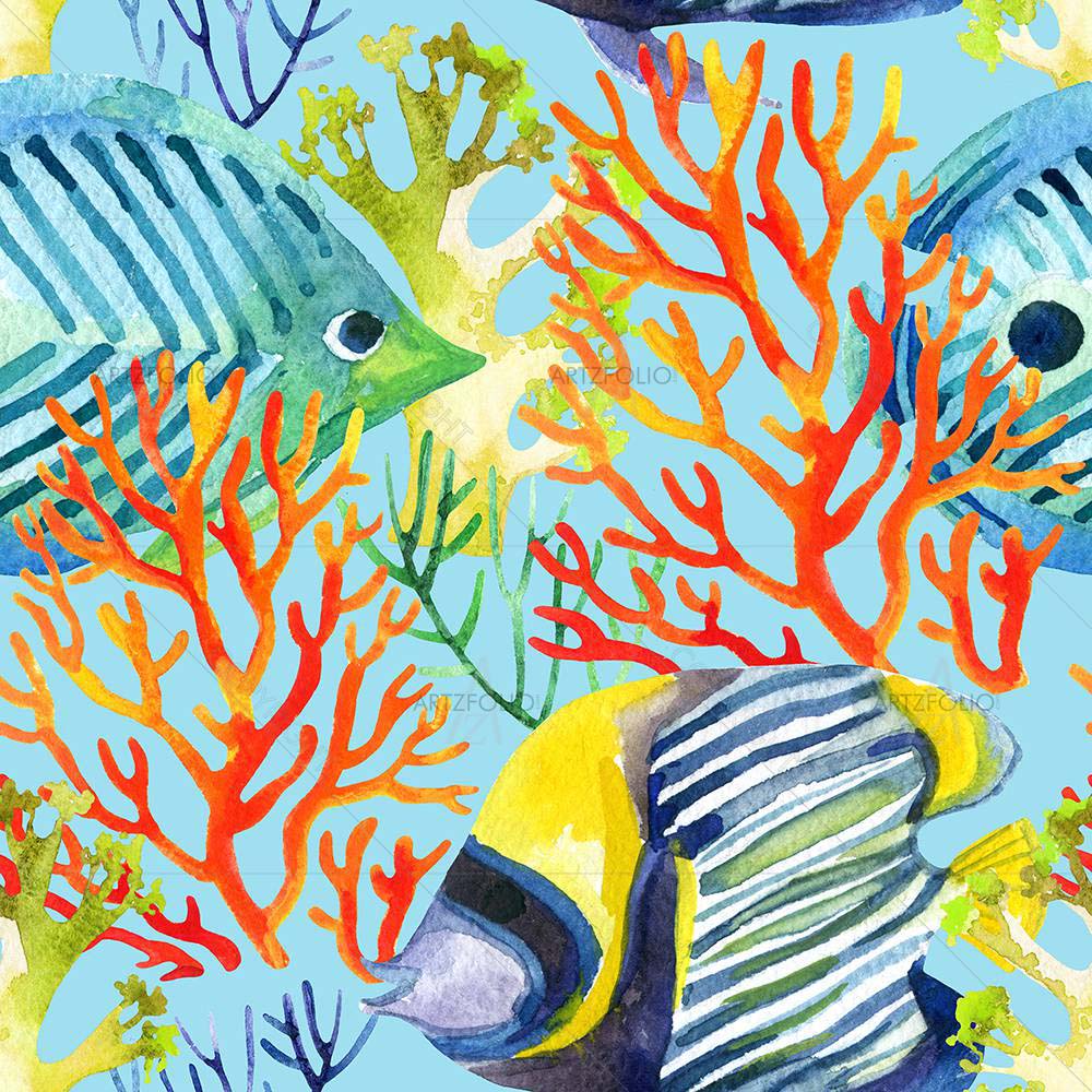 Corals & Fishes D3 — custom-size art design 5008383