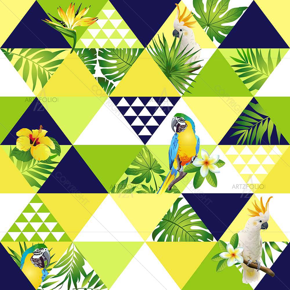 Exotic Floral Leaves D1 — custom-size art design 5008397