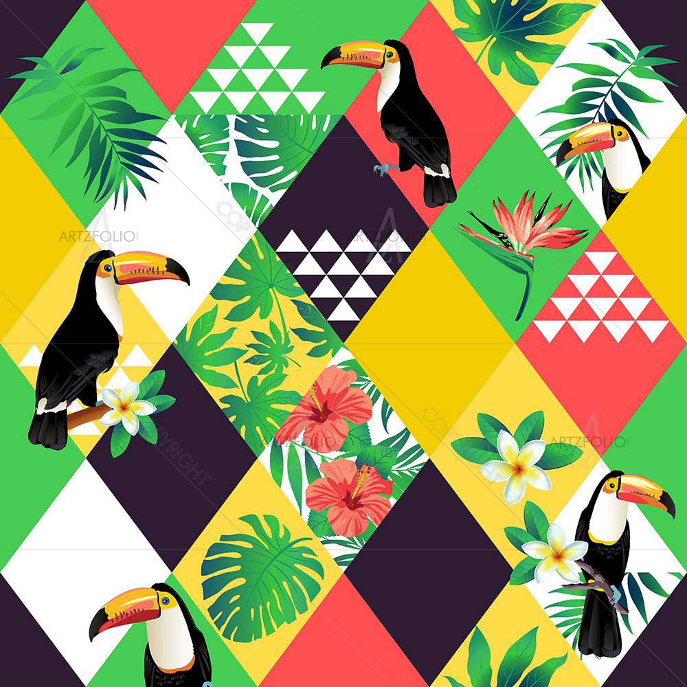 Exotic Floral Leaves D2 — custom-size art design 5008398