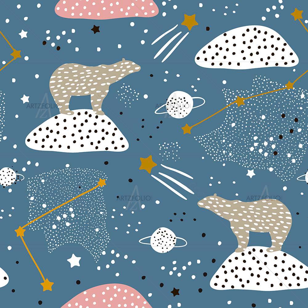 Polar Bears & Constellations D3 — Kids & Nursery custom art by ArtzFolio