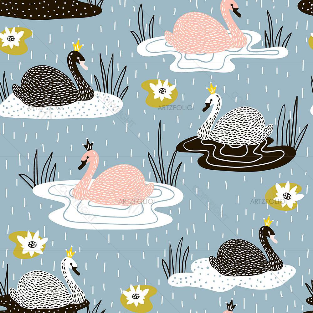 Hand Drawn Swan D1 — custom-size art design 5008417
