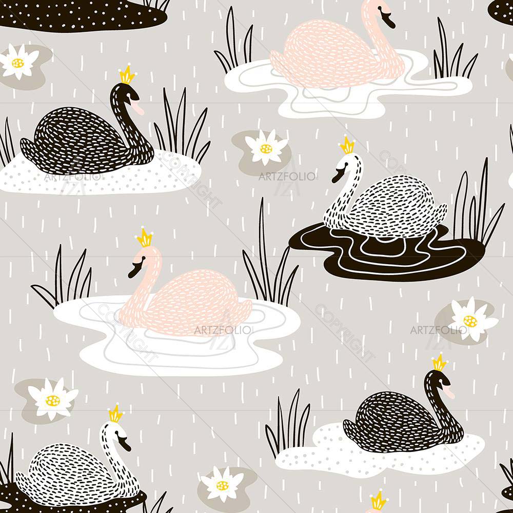 Hand Drawn Swan D2 — custom-size art design 5008418