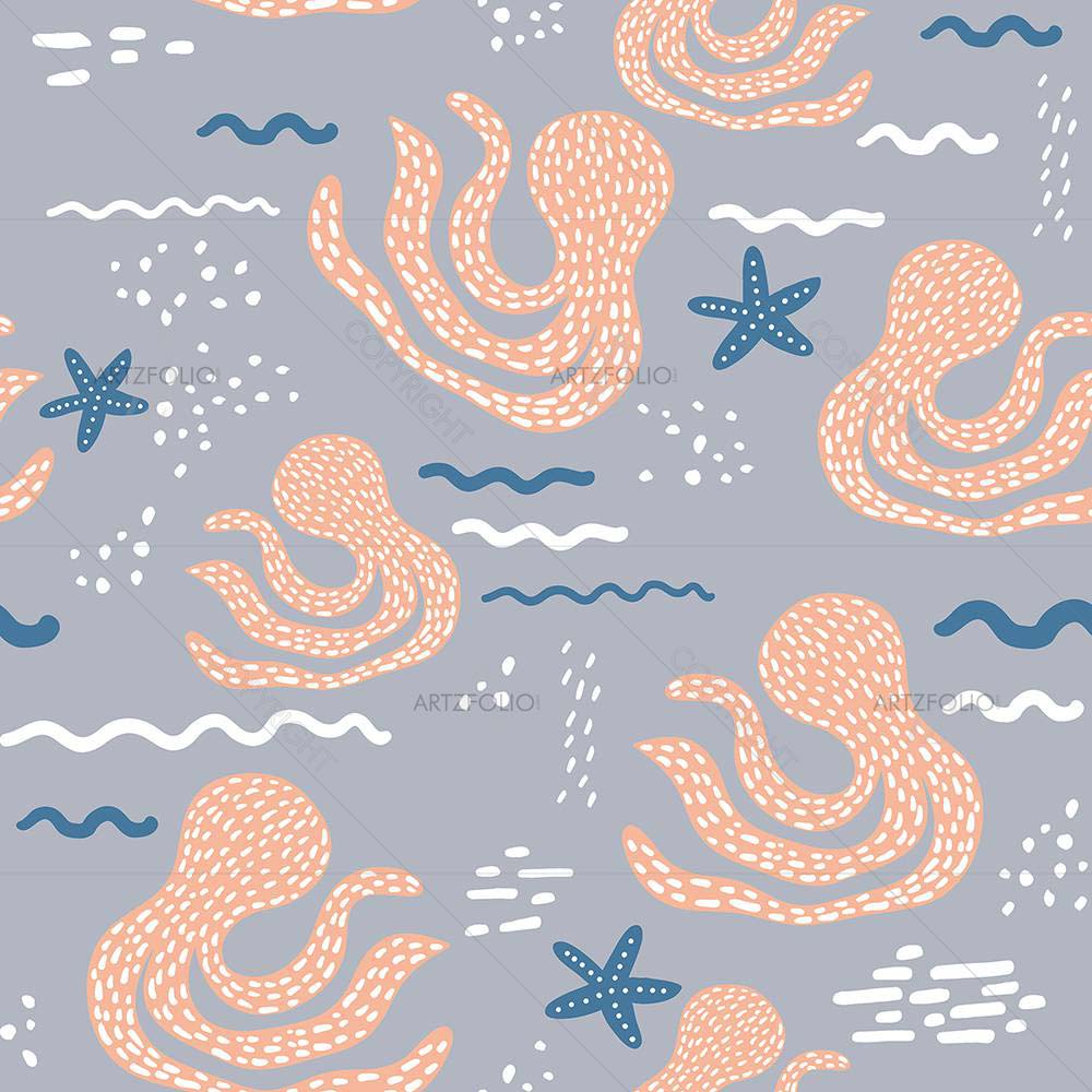 Octopus & Starfish — custom-size art design 5008419
