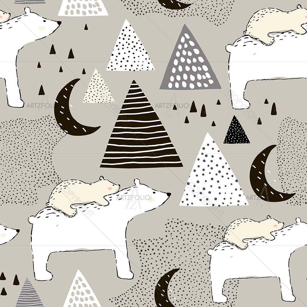 Polar Bear Mom & Baby — custom-size art design 5008426