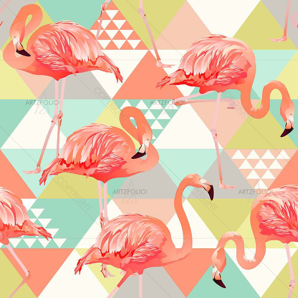 Jungle Pink Flamingos — custom-size art design 5008429