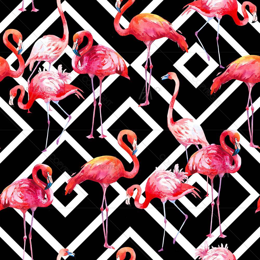 Watercolor Tropical Pink Flamingo — custom-size art design 5008440
