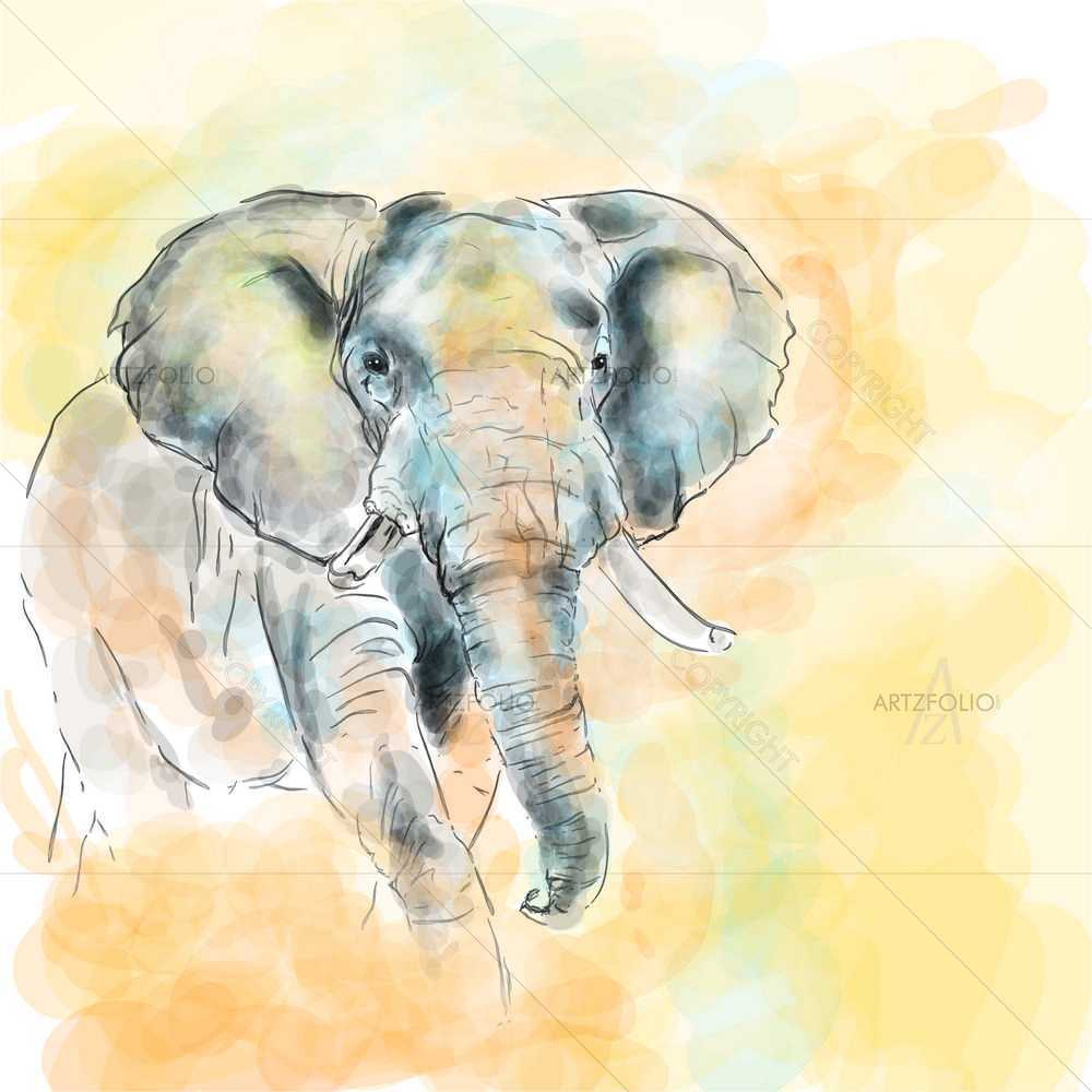 Aquarelle Elephant — Abstract custom art by ArtzFolio