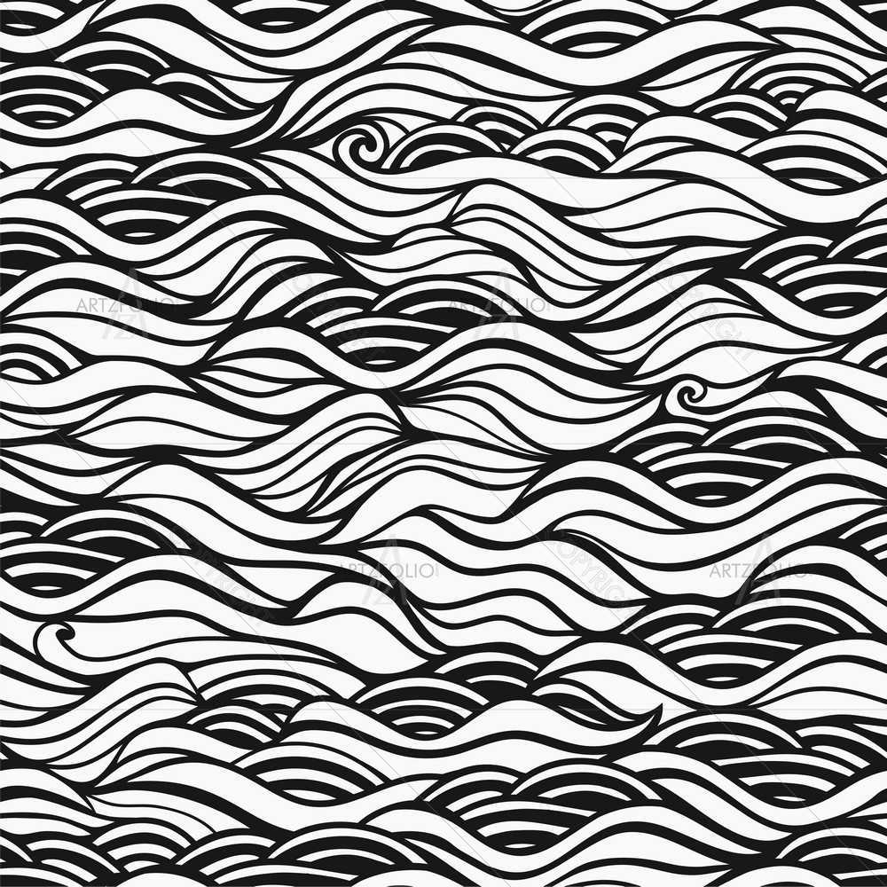 B&W Waves D5 — Abstract custom art by ArtzFolio