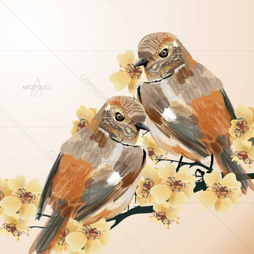 Bird Couple — custom-size art design 5008705