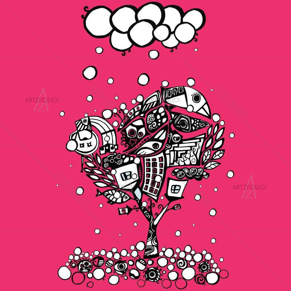 Stylized Love Tree D3 — Botanical custom art by ArtzFolio