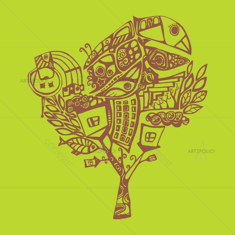 Stylized Love Tree D4 — Botanical custom art by ArtzFolio
