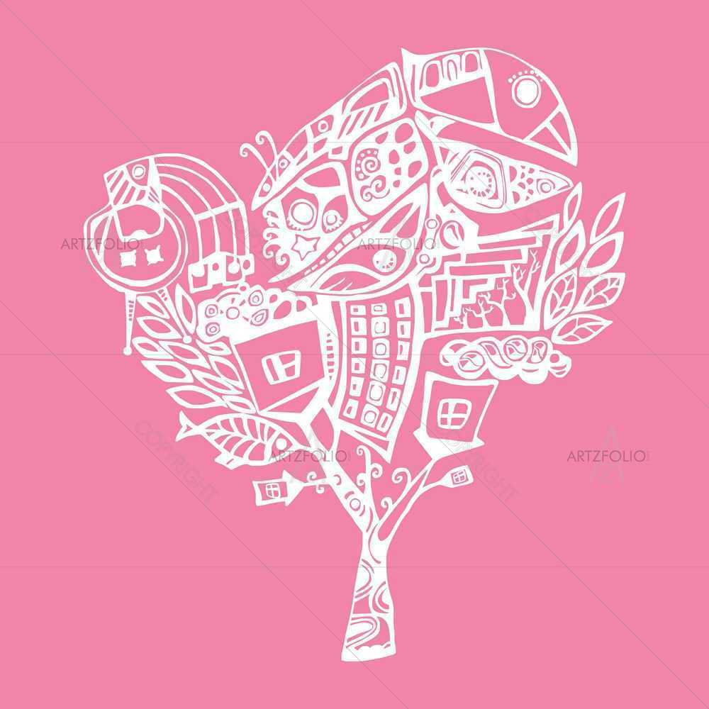 Stylized Love Tree D7 — custom-size art design 5008862