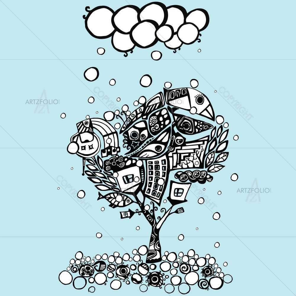Stylized Love Tree D8 — custom-size art design 5008863