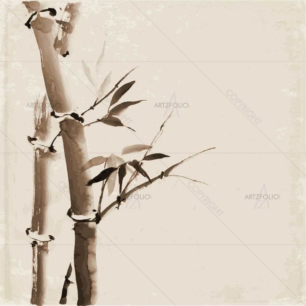 Sumi-e Landscape D1 — Botanical custom art by ArtzFolio