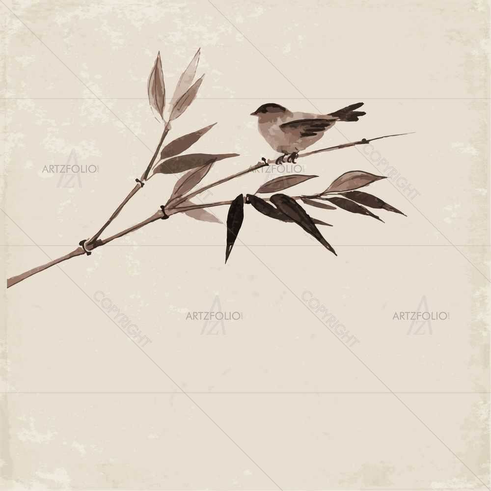 Sumi-e Landscape D3 — custom-size art design 5008867