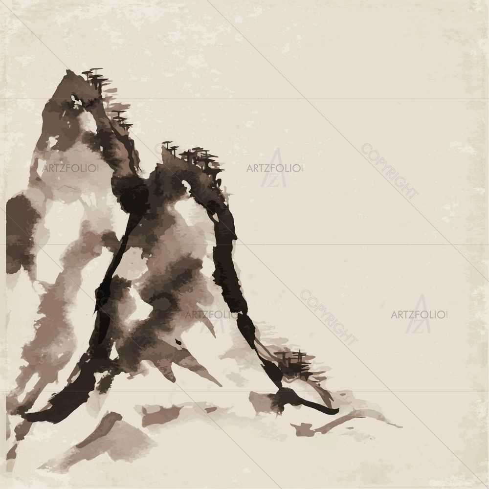 Sumi-e Landscape D4 — custom-size art design 5008868