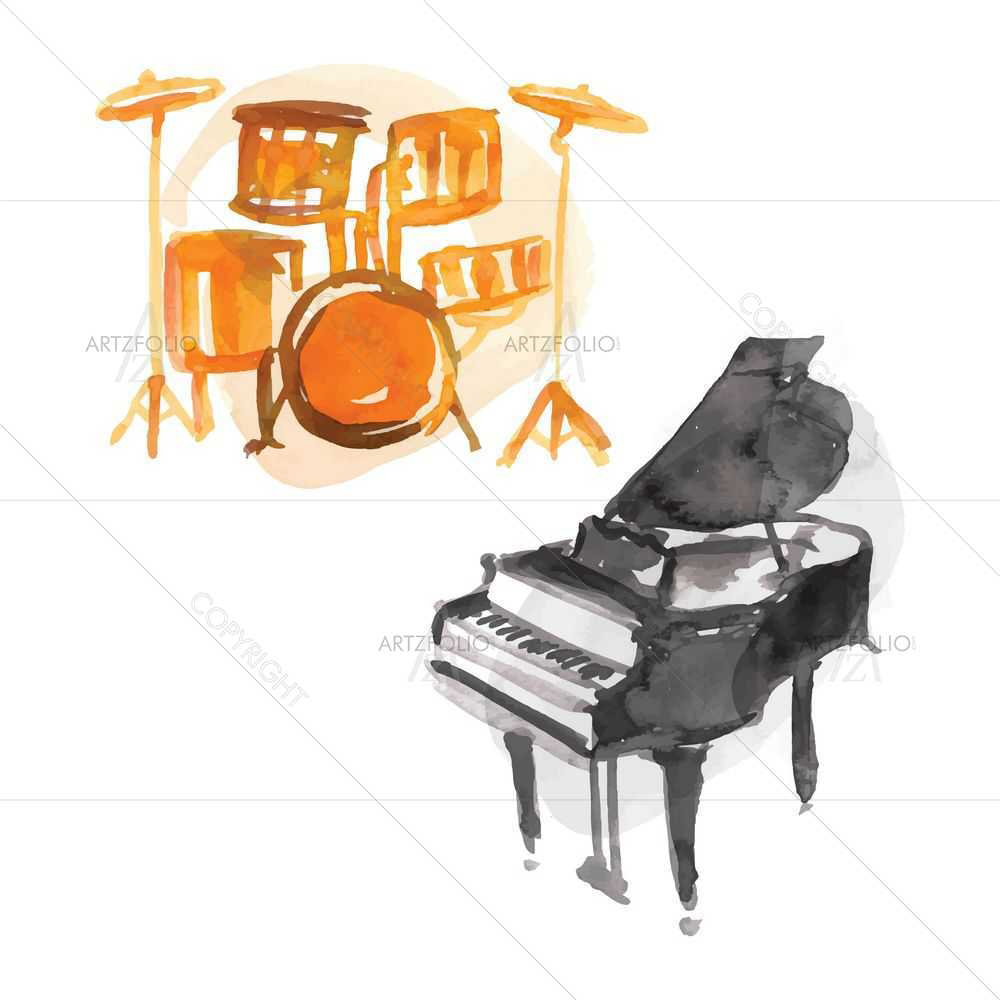 Watercolor Music D3 — custom-size art design 5008892