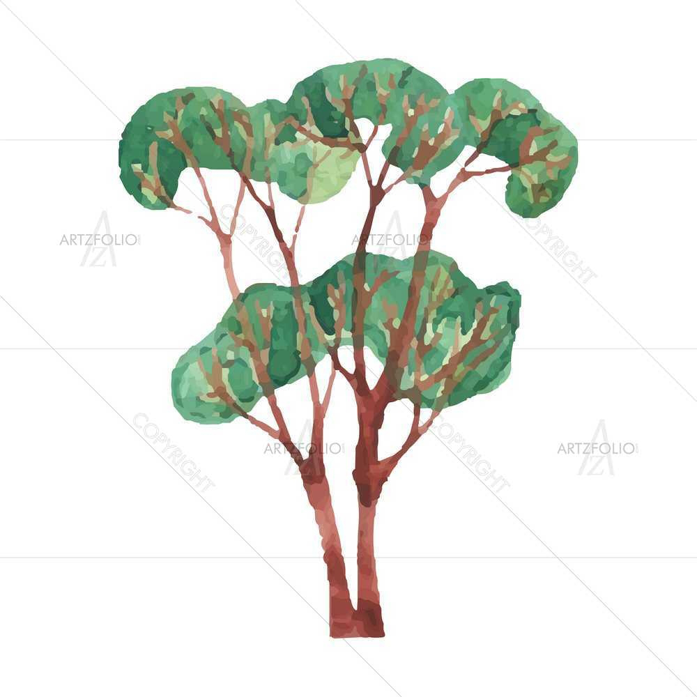 Watercolour Trees D2 — Botanical custom art by ArtzFolio