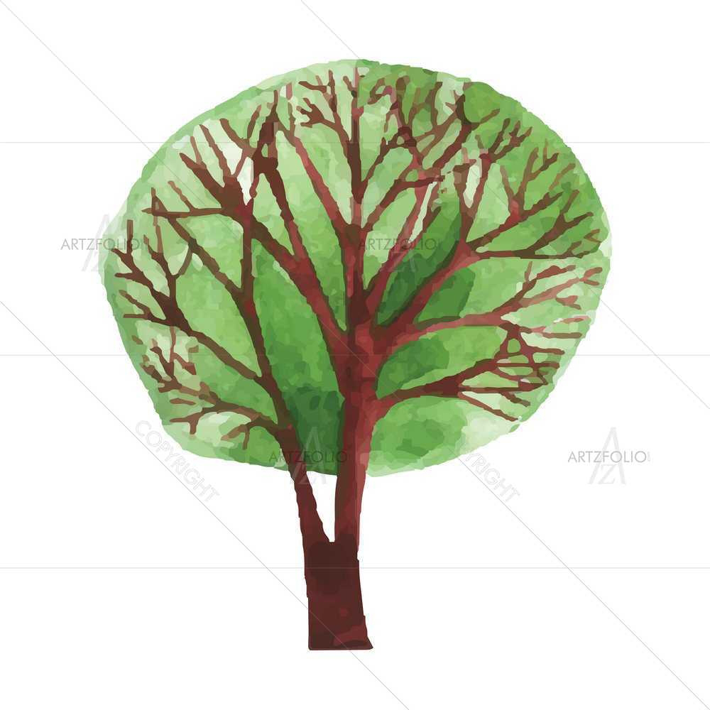 Watercolour Trees D3 — Botanical custom art by ArtzFolio