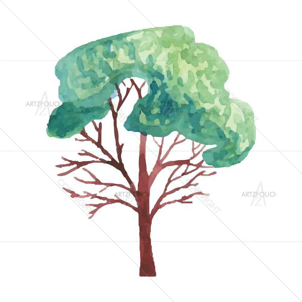 Watercolour Trees D4 — Botanical custom art by ArtzFolio