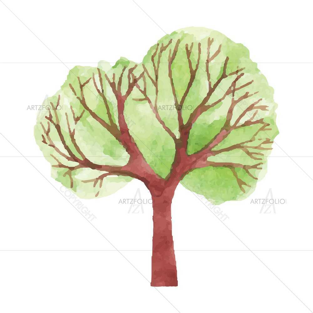 Watercolour Trees D5 — Botanical custom art by ArtzFolio