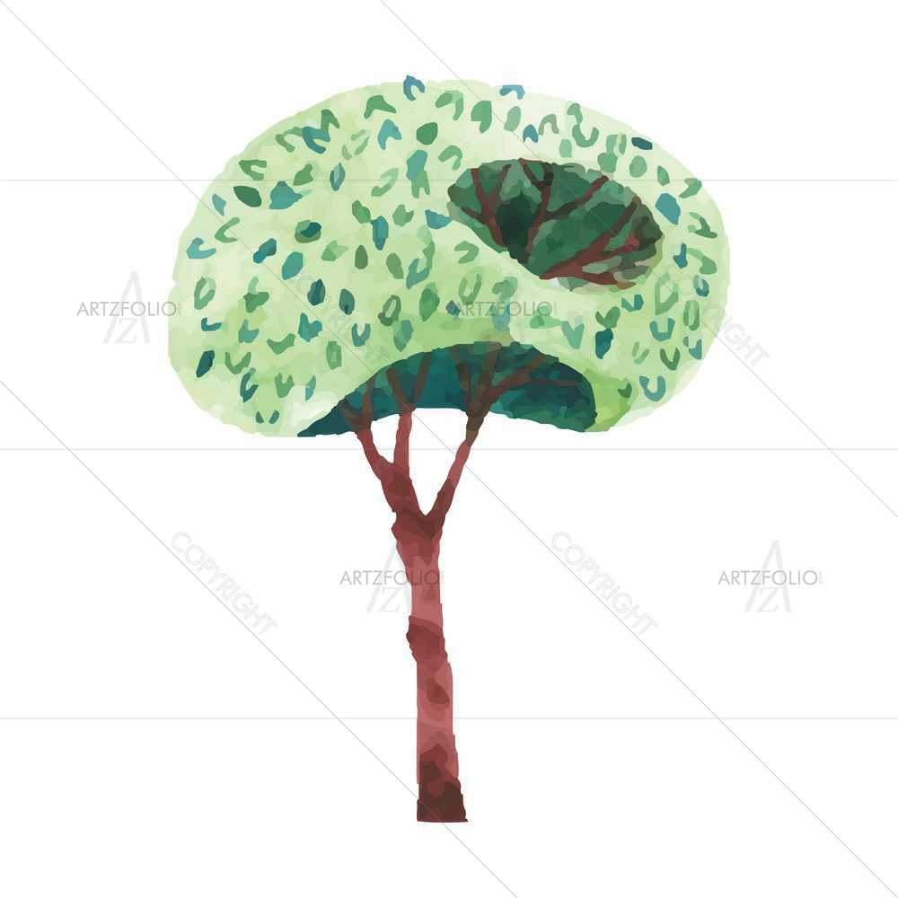 Watercolour Trees D6 — Botanical custom art by ArtzFolio