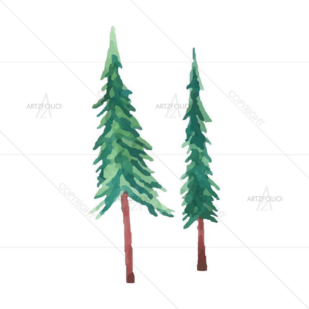 Watercolour Trees D7 — Botanical custom art by ArtzFolio