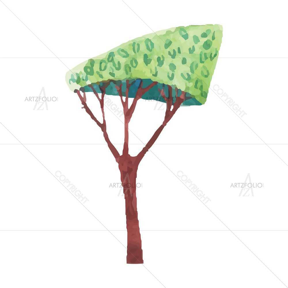 Watercolour Trees D8 — Botanical custom art by ArtzFolio