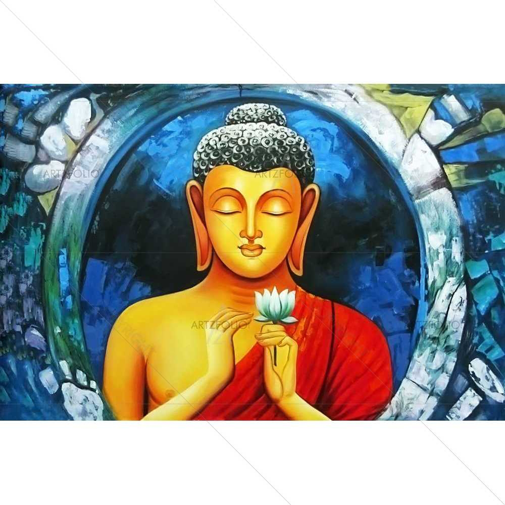 Lord Budda with Lotus — Devotional custom art by ArtzFolio