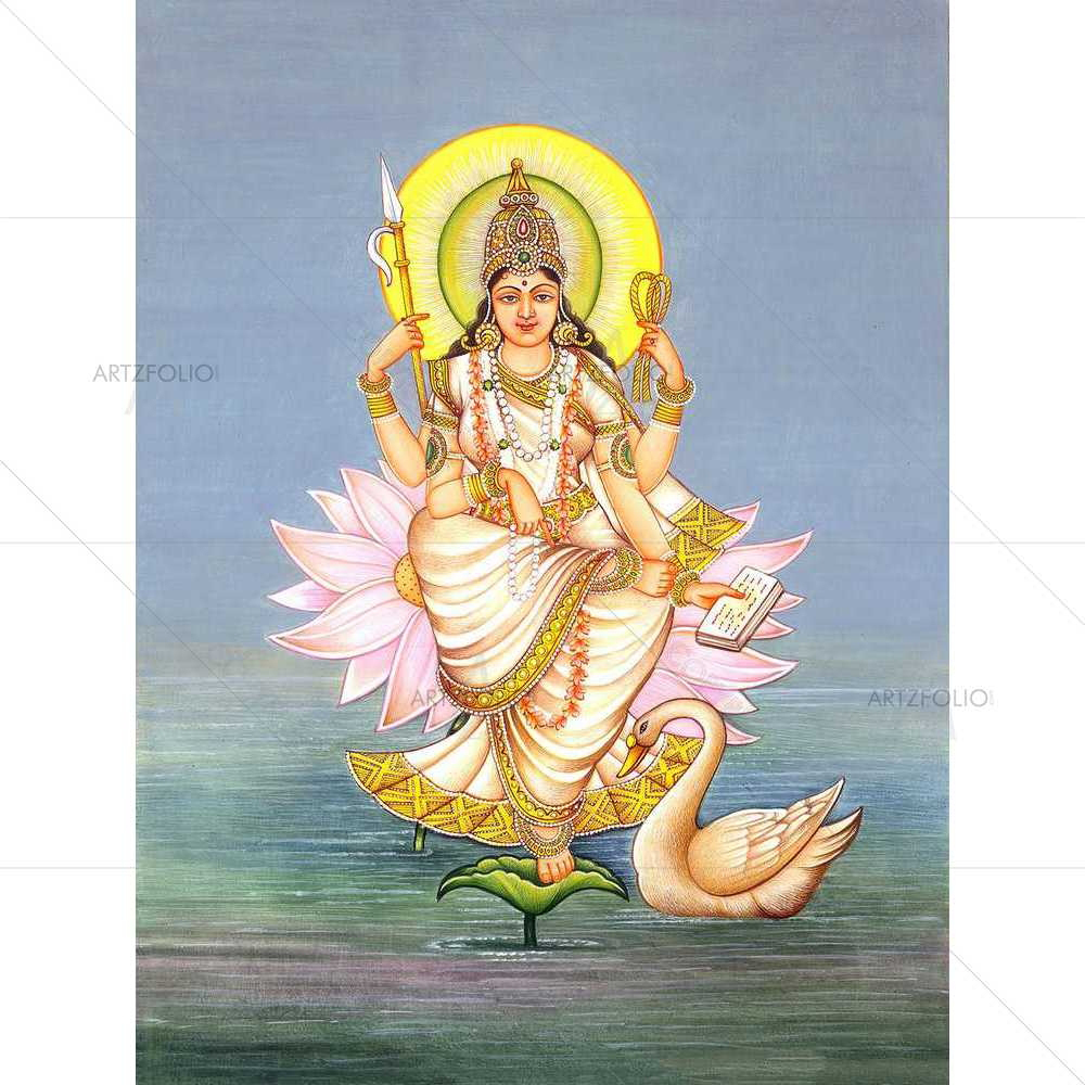 Goddess Saraswati Rising from Ocean — custom-size art design 5008963