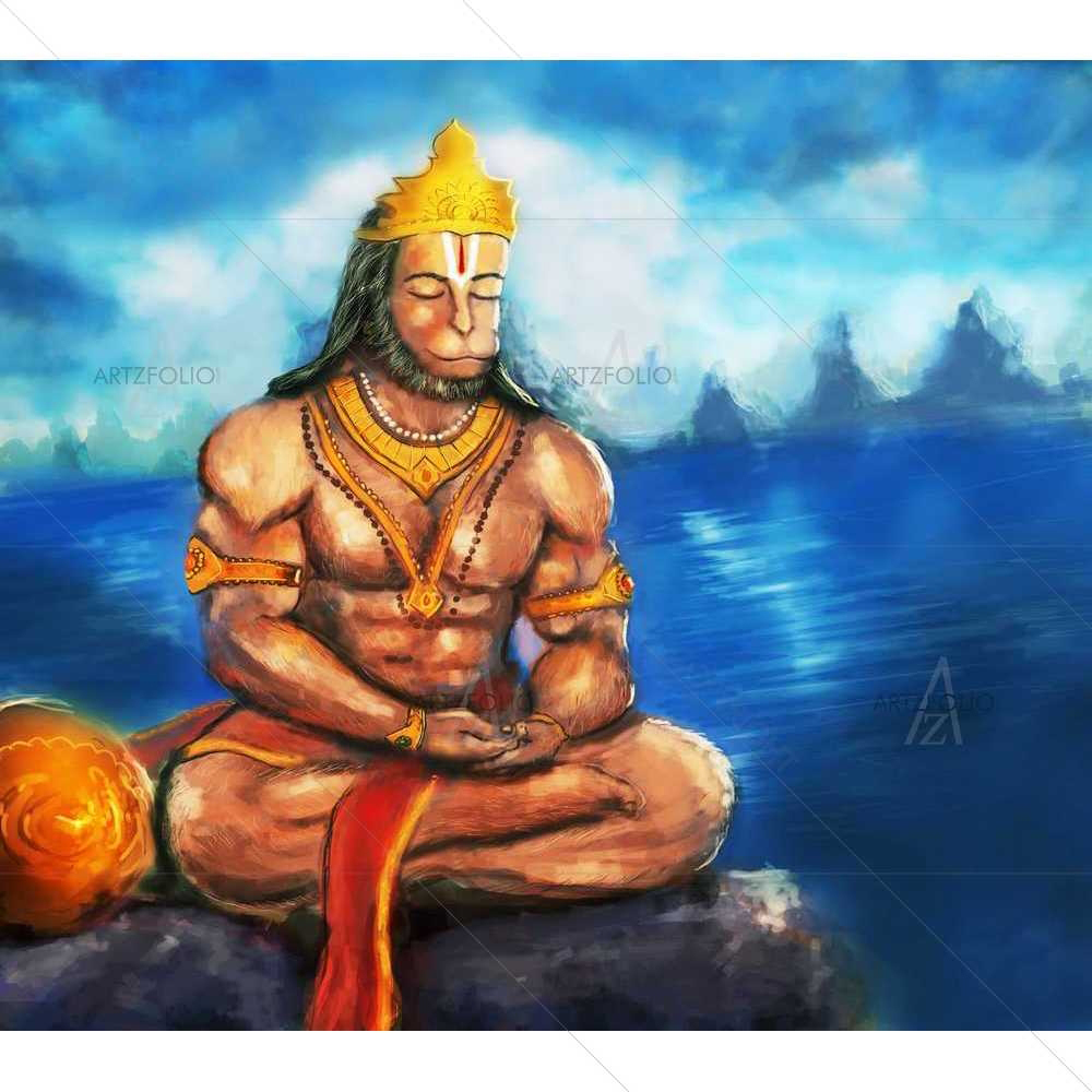 Meditating Lord Hanuman — custom-size art design 5008964