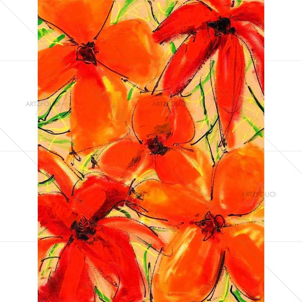 Mesmerizing Orange Flowers — Botanical custom art by ArtzFolio