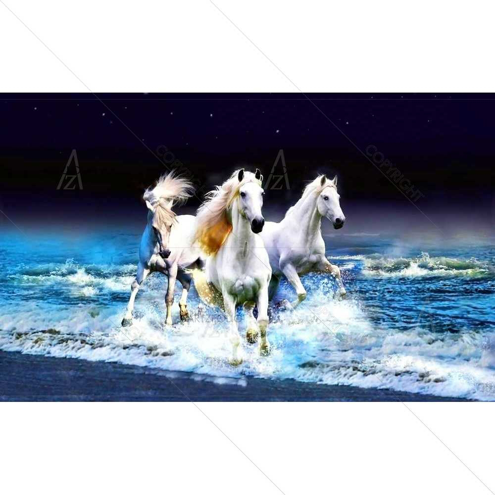 Vastu 3 Horses Running on Water — custom-size art design 5008980