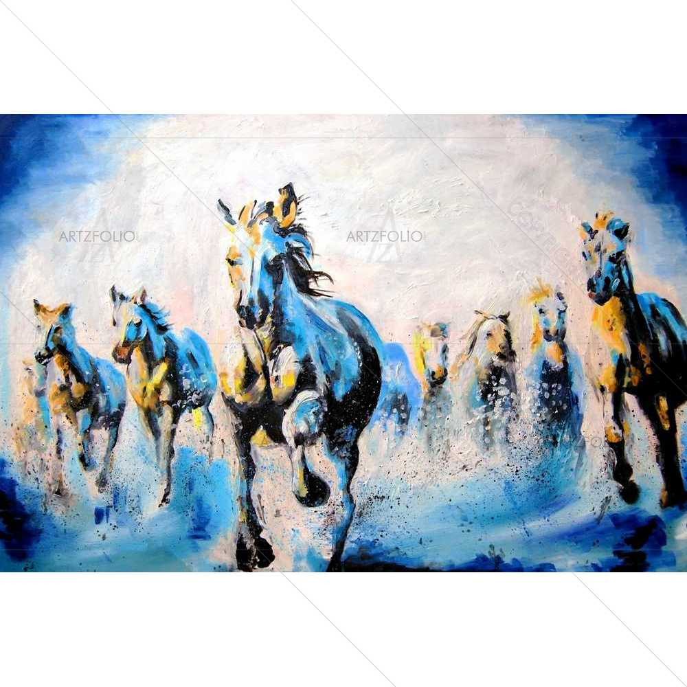 Traditional Vastu Horses Running — custom-size art design 5008981