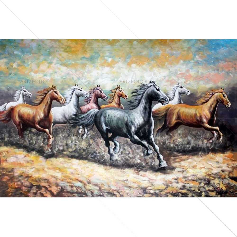 Vastu Horses Running Right to Left — custom-size art design 5008983