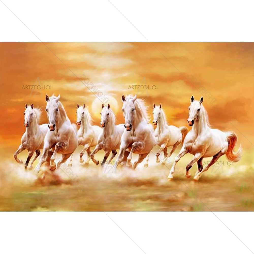 Lucky Vastu 7 Seven Horses Running — custom-size art design 5008985