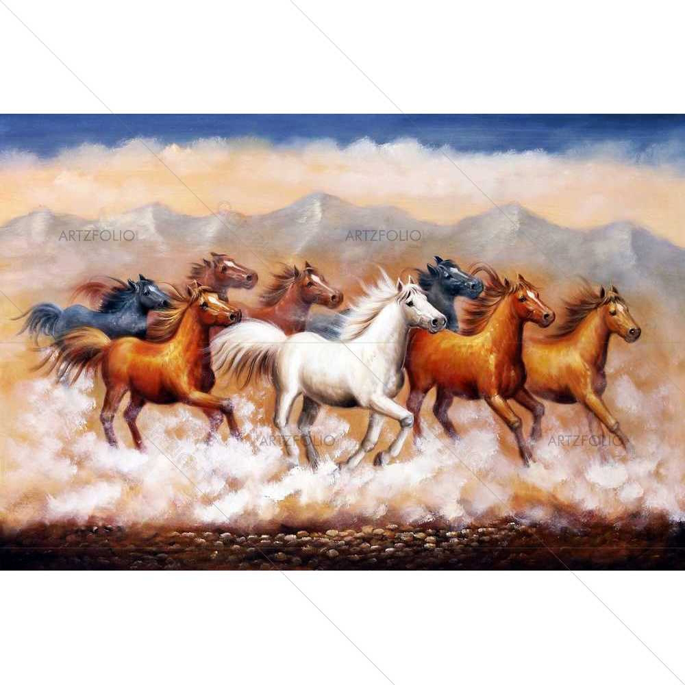 Lucky Vastu Horses Running on Sand D2 — custom-size art design 5008987