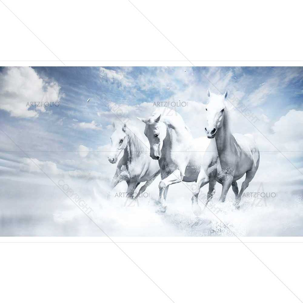 Lucky Vastu 3 Three Horses Running on Water — custom-size art design 5008988
